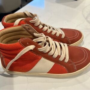 White Raven Orange High-Top Sneakers